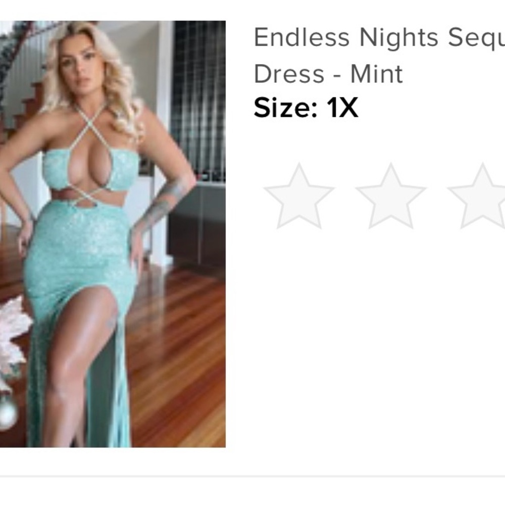Fashion Nova Endless Nights Sequin Maxi Dress Mint Green 1X NWT